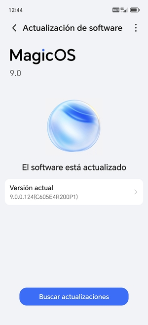 Si su teléfono está actualizado, verá la siguiente pantalla