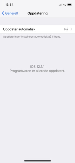Hvis din iPhone er oppdatert, vil du se følgende skjermbilde.