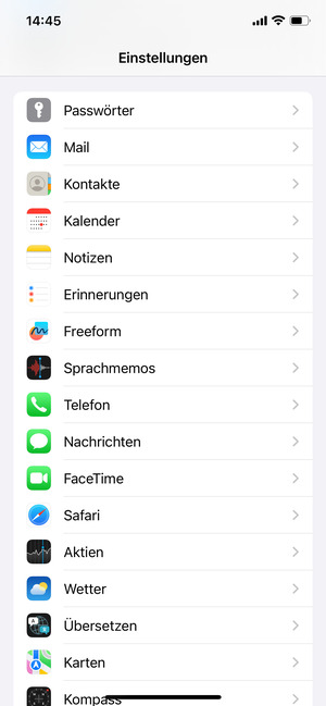 Gehen Sie zurück zum Einstellungen Menü und scrollen Sie und wählen Sie Mail