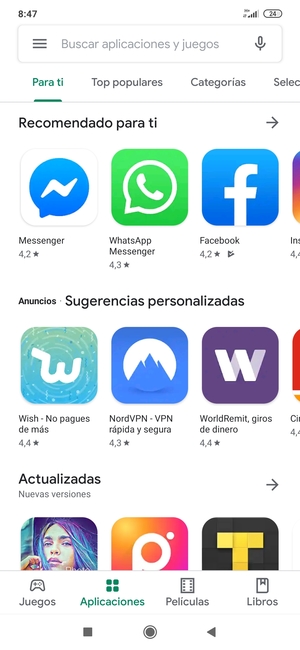 Seleccione la barra de Búsqueda
