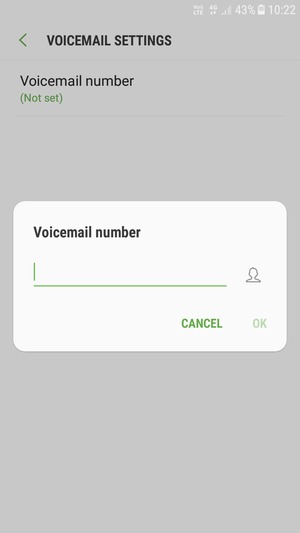 Enter the Voicemail number and select OK