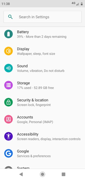 Scroll to and select Security & location
