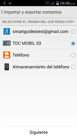 Seleccione la tarjeta SIM y seleccione Siguiente