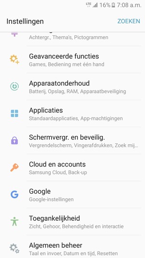 Scroll naar en selecteer Schermvergr. en beveilig.
