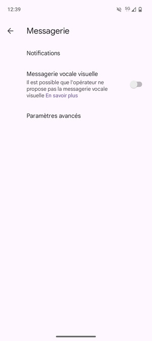Sélectionnez Paramètres avancés