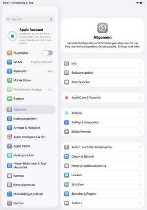 Wählen Sie Mobile Daten