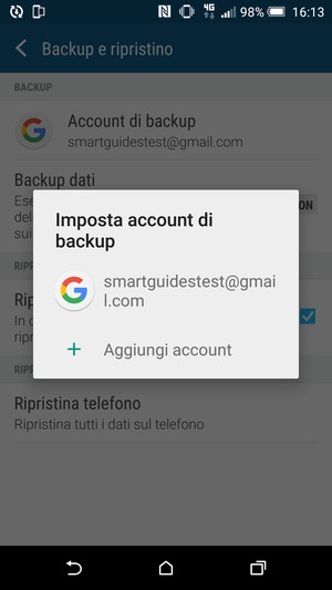 Seleziona il tuo account