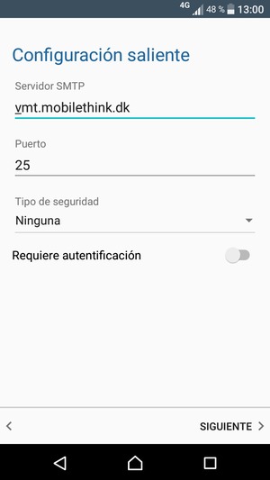 Desactive Requiere autentificación y seleccione SIGUIENTE