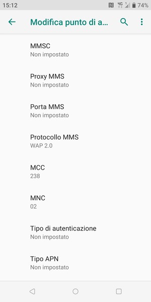 Scorri verso il basso e inserisci le informazioni degli MMS