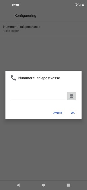 Skriv inn Nummer til talepostkasse og velg OK