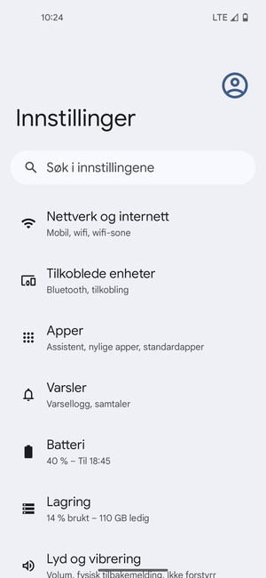 Velg Nettverk og internett