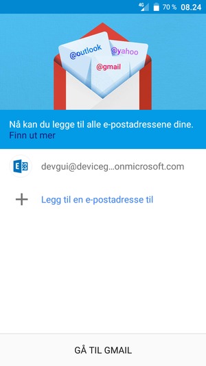 Velg GÅ TIL GMAIL