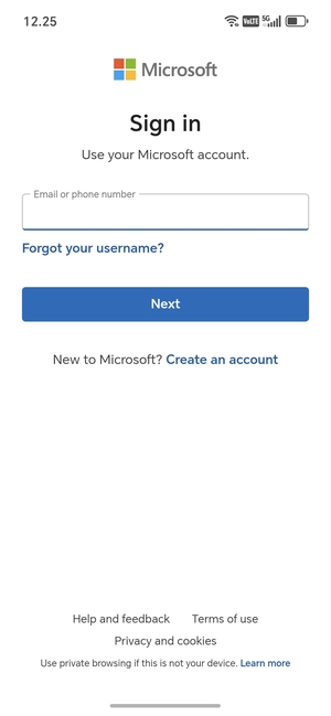 Enter your Hotmail address and select Next