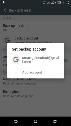 Select your backup account