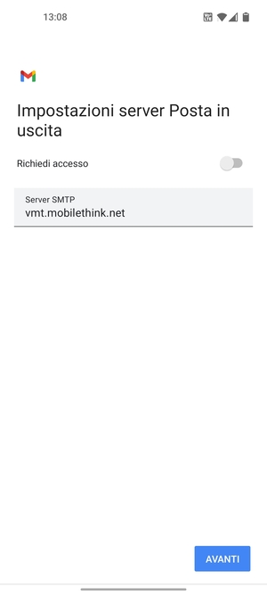 Disattiva Richiedi accesso e seleziona AVANTI