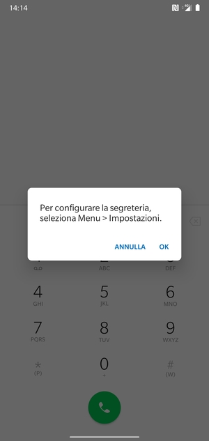 Se la segreteria telefonica non è configurata, seleziona OK