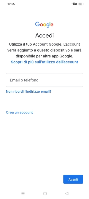 Inserisci il tuo indirizzo Gmail e seleziona Avanti