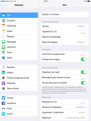 Faites défiler et sélectionnez Mail puis Ajouter un compte