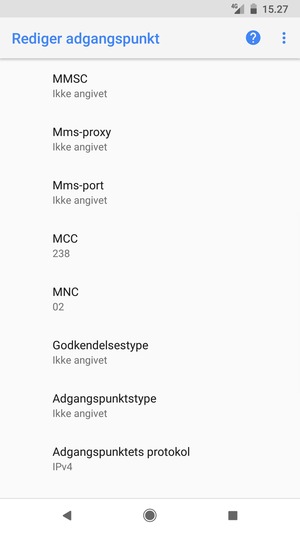 Scroll ned og indtast internet-oplysninger