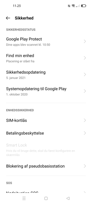 Scroll til og vælg SIM-kortlås
