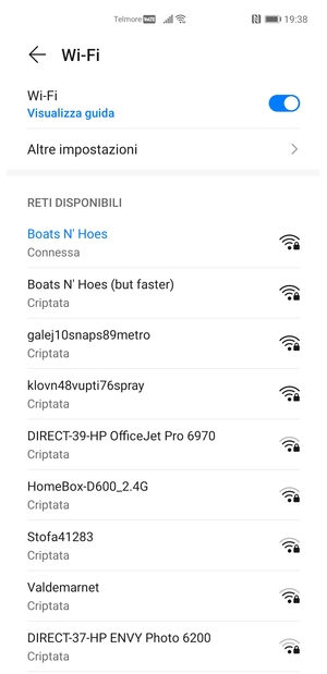 Ora sei connesso alla rete Wi-Fi