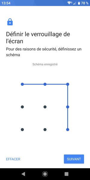 Dessinez un motif de déverrouillage et sélectionnez SUIVANT