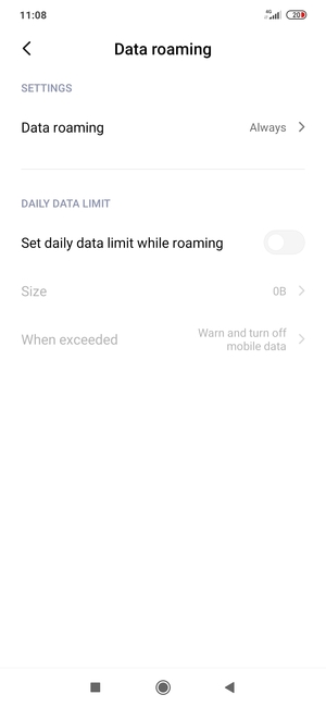 Select Data roaming
