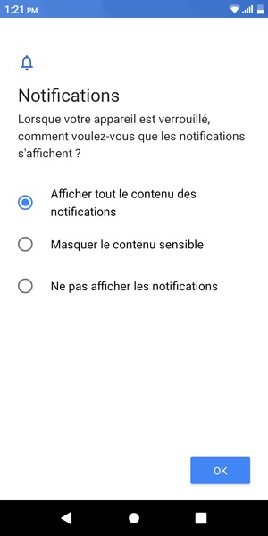 Sélectionnez votre option préférée et sélectionnez OK