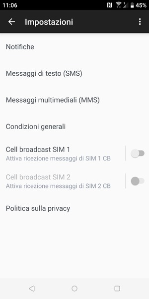 Seleziona Messaggi di testo (SMS)