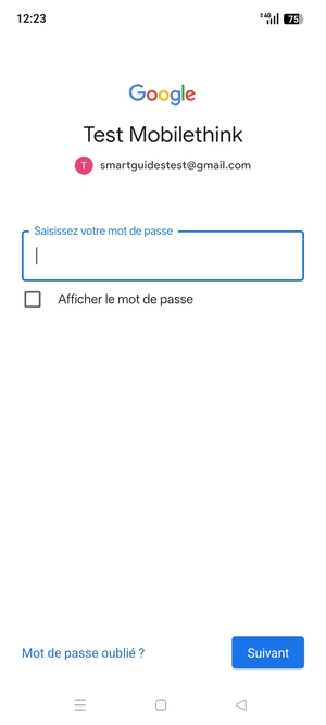Saisissez votre Mot de passe et sélectionnez Suivant