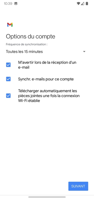 Sélectionnez SUIVANT