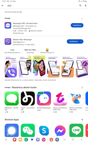 Wählen Sie die App