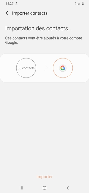 Vos contacts vont être enregistrés sur votre compte Google et dans votre téléphone lors de la prochaine synchronisation de Google.