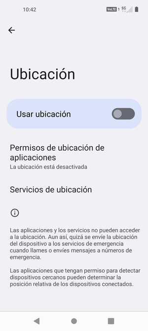 Desactive Usar ubicación