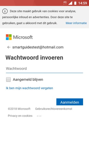 Voer uw wachtwoord in en selecteer Aanmelden