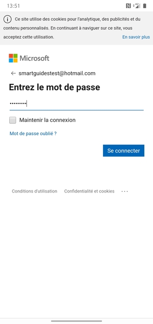 Saisissez votre mot de passe et sélectionnez Se connecter