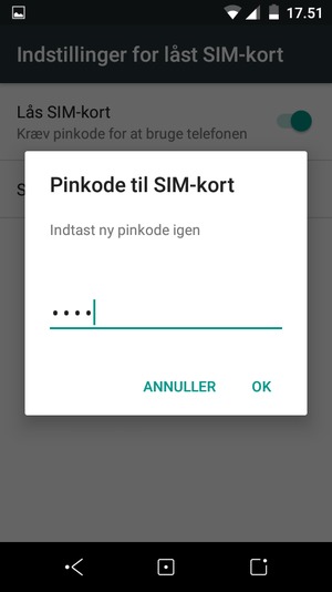 Bekræft din nye pinkode og vælg OK