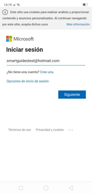 Introduzca su Dirección de correo electrónico y seleccione Siguiente