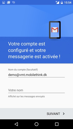 Donnez un nom à votre compte et saisissez votre nom. Sélectionnez SUIVANT