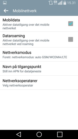 For å bytte nettverk hvis det oppstår nettverksproblemer, velg Nettverksoperatører