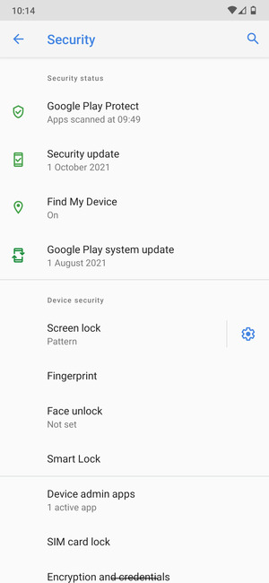 To change the PIN for the SIM card, scroll to and select SIM card lock
