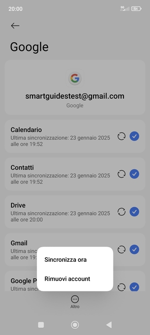 Seleziona Sincronizza ora