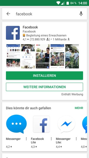 Wählen Sie die App