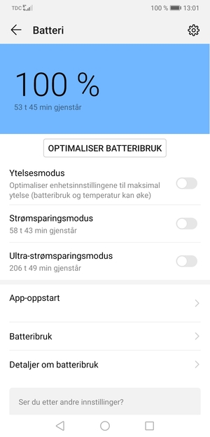 Slå på Strømsparingsmodus