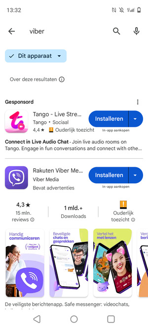 Selecteer de app