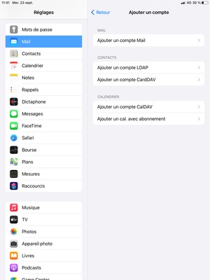 Sélectionnez Ajouter un compte Mail