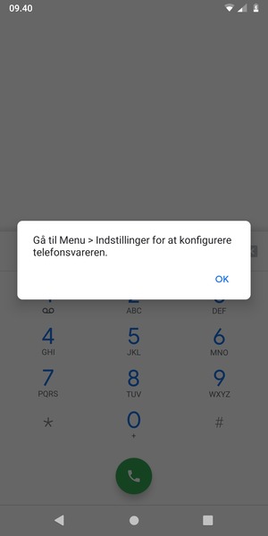 Hvis din telefonsvarer ikke er sat op, vælg OK