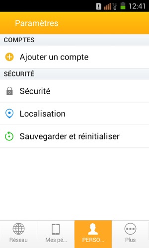 Sélectionnez Sécurité