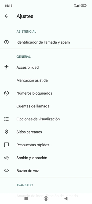 Seleccione Buzón de voz