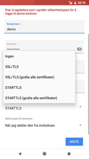 Velg Ingen og NESTE
